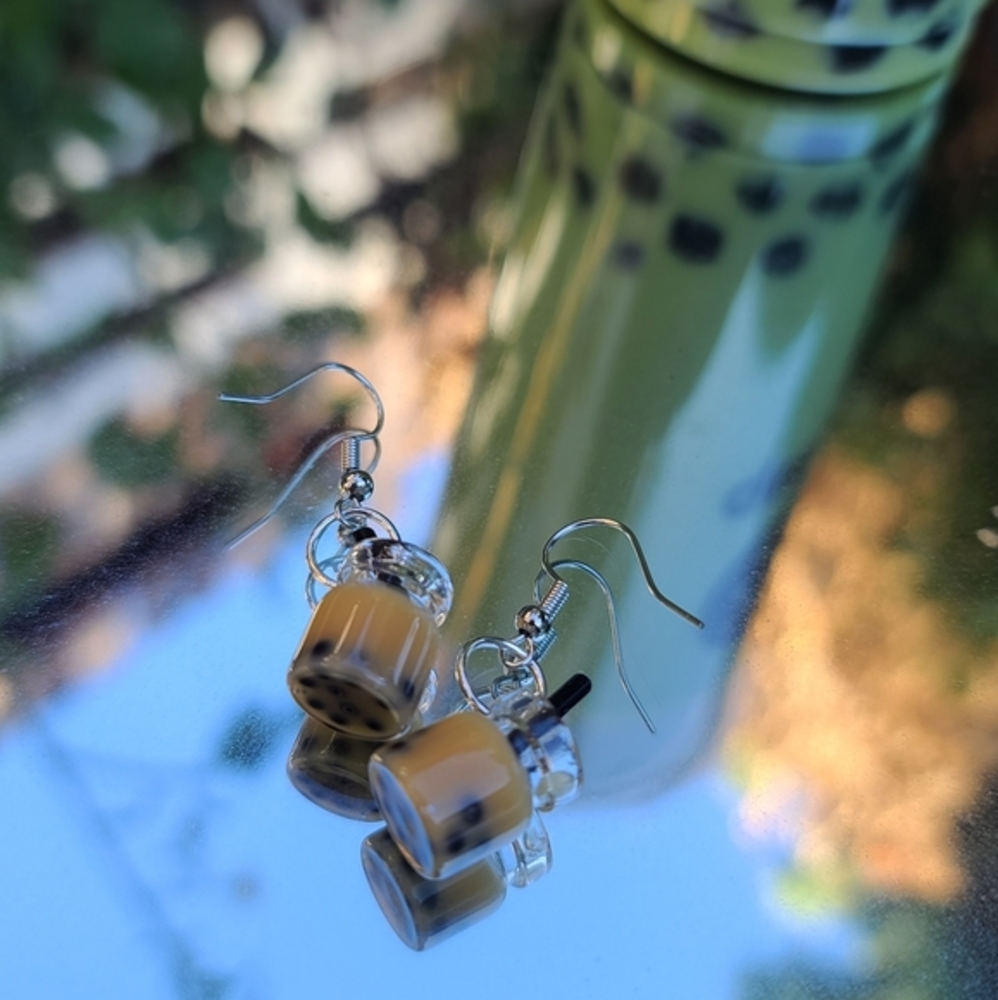 Boba earrings, I also have Clip-on option! - Picture 2 of 3